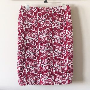 Talbots Red & White Embroidered Skirt // Size 2
